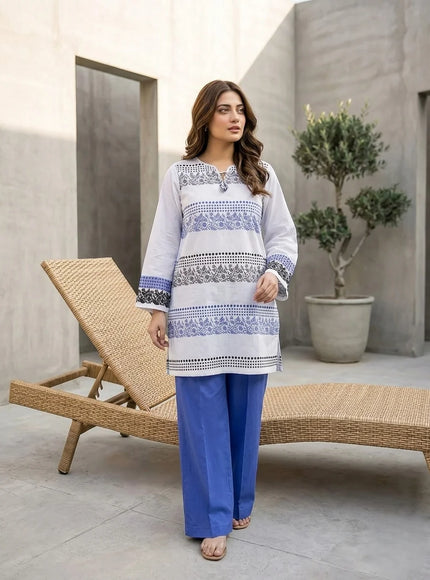 Arctic Frost Embroidered 2-Piece Cotton Lawn Set