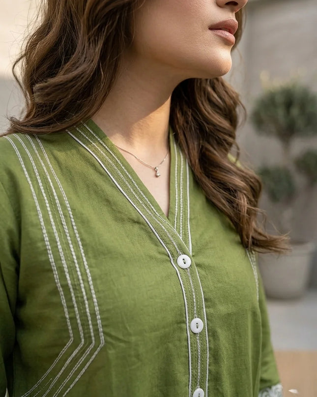 Olive Grove Embroidered 2-Piece Lawn Set