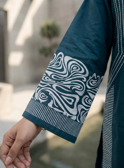 Deep Teal Horizon Embroidered 2-Piece Lawn Set