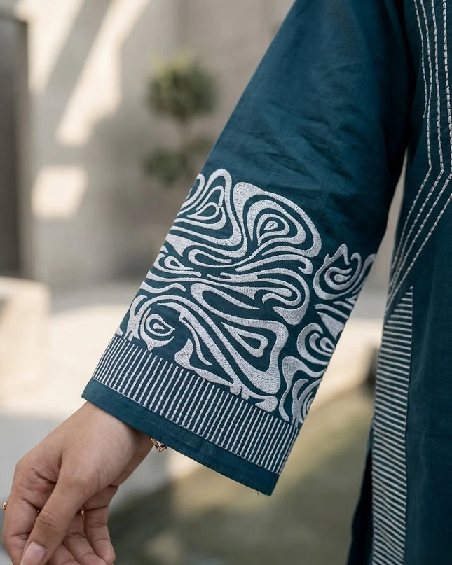 Deep Teal Horizon Embroidered 2-Piece Lawn Set