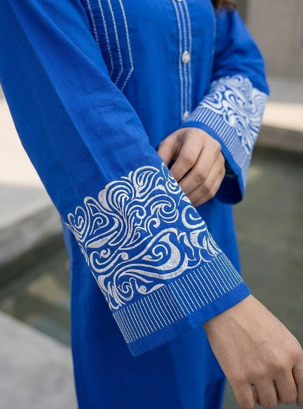 Cobalt Horizon Embroidered 2-Piece Lawn Set