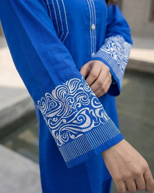 Cobalt Horizon Embroidered 2-Piece Lawn Set
