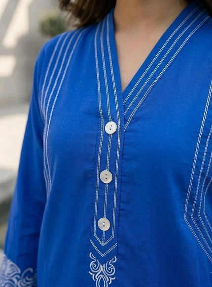 Cobalt Horizon Embroidered 2-Piece Lawn Set