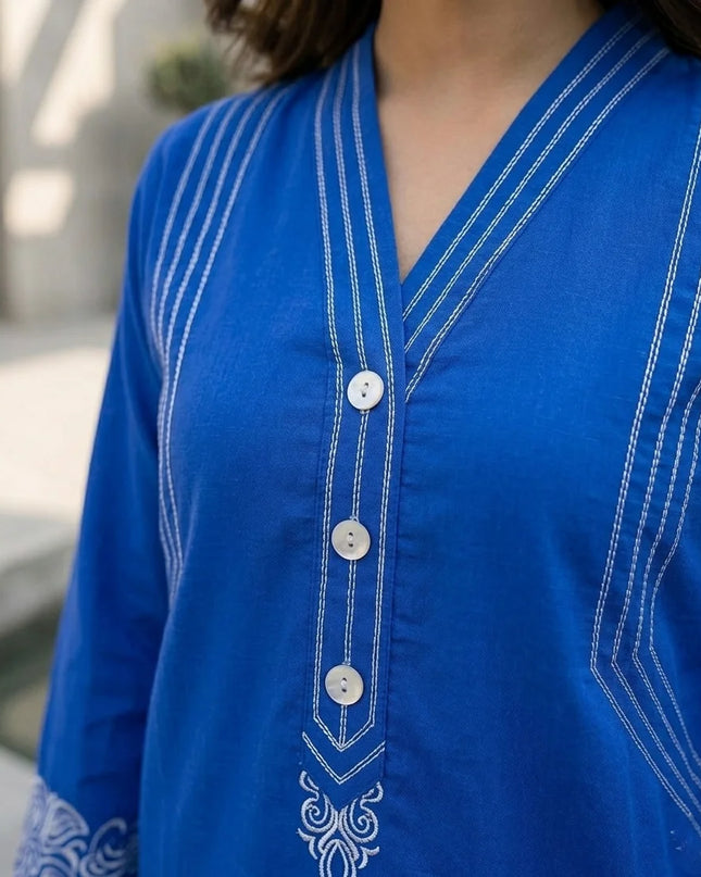 Cobalt Horizon Embroidered 2-Piece Lawn Set
