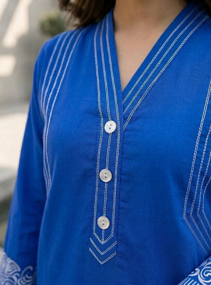 Cobalt Horizon Embroidered 2-Piece Lawn Set
