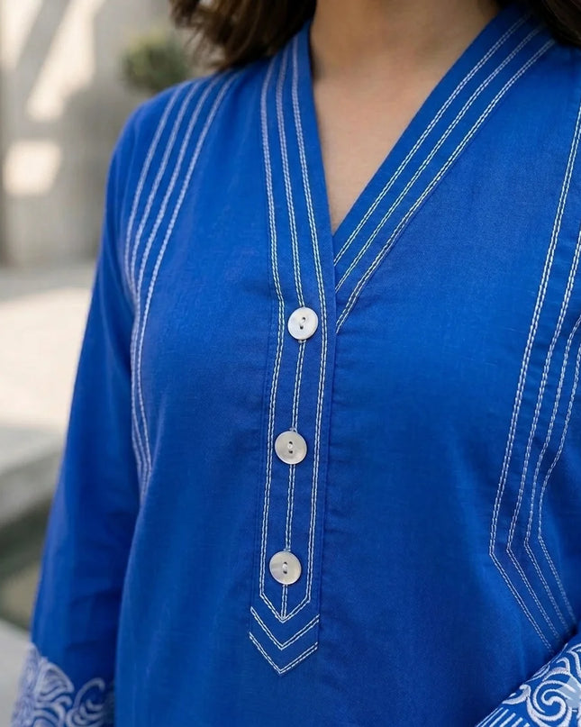 Cobalt Horizon Embroidered 2-Piece Lawn Set