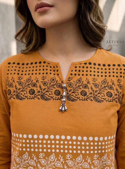 Mustard Amber Cotton Lawn Kurti