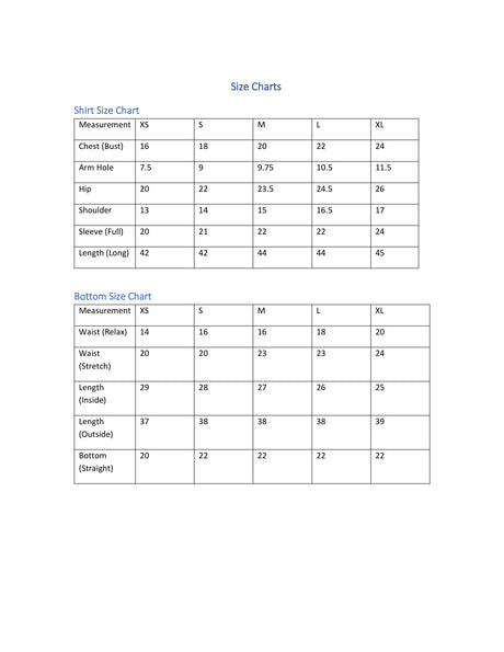 Size chart