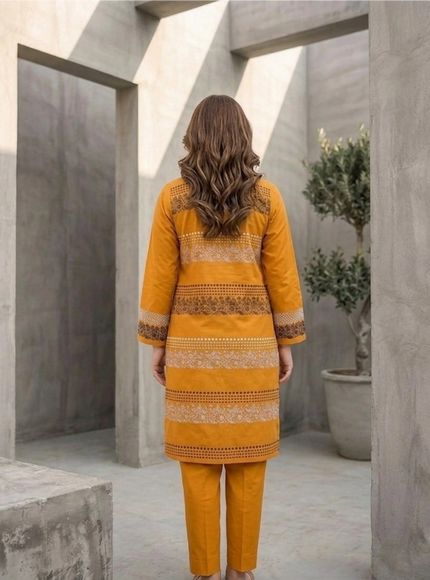 Mustard Amber Cotton Lawn Kurti