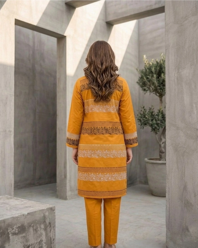 Mustard Amber Cotton Lawn Kurti