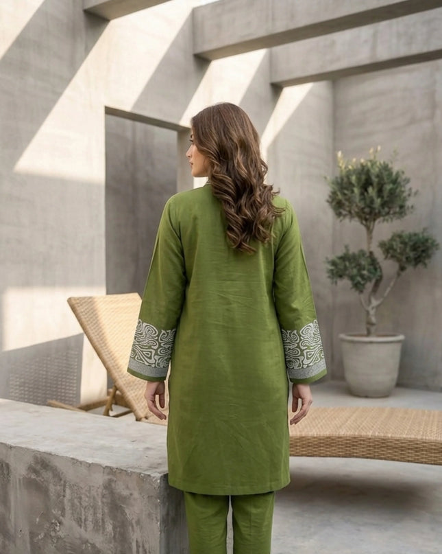 Olive Grove Embroidered 2-Piece Lawn Set