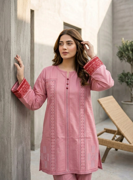 Rosewood Elegance Embroidered Kurti