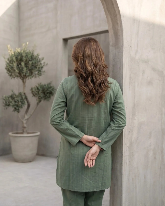 Sage Green Embroidered Kurti/Top (Pret)