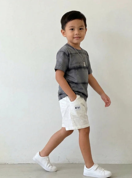 Charcoal Grey Tie-Dye & White Shorts Set | Urban Kids Fashion