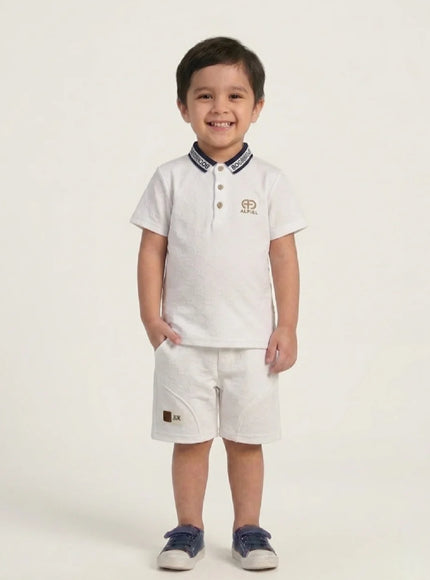 White Executive Polo & Shorts Set | Premium Boys Wear