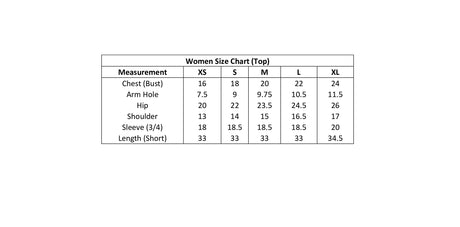 Size chart